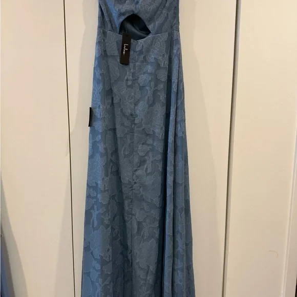 Elegant Blue Strapless Lace Dress - Picture 5 of 5